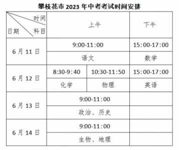 四川的中考时间