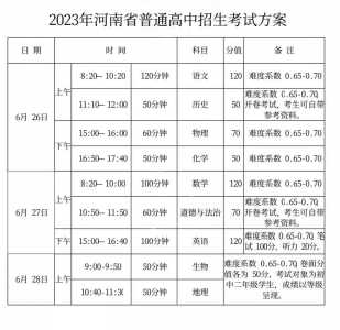 2024年中考时间是什么时候?