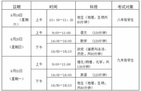 湖北省中考时间