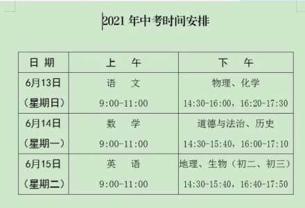 2023年新疆中考时间及科目安排