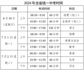 2024年中考是几月几号