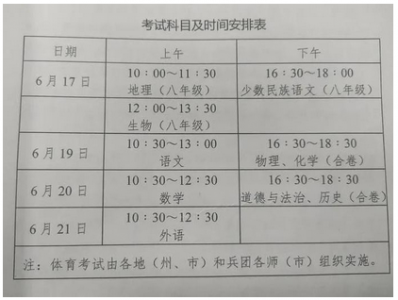 乌鲁木齐市中考时间2023年