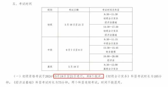 初级会计证2022年考试时间