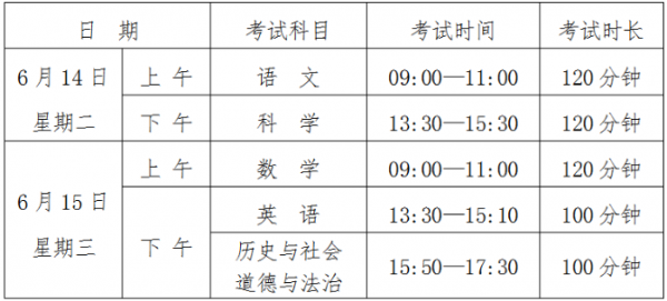 2022年浙江中考时间是什么时候?