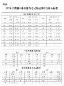 威海中考体育评分标准2024