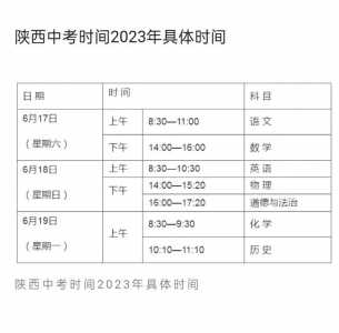 中考时间2023年时间表贵阳