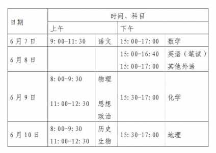 春季高考时间安排