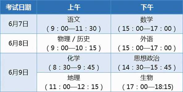 高考的时间安排是怎样的啊?