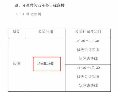 2021年全国初级、高级会计资格考试时间安排