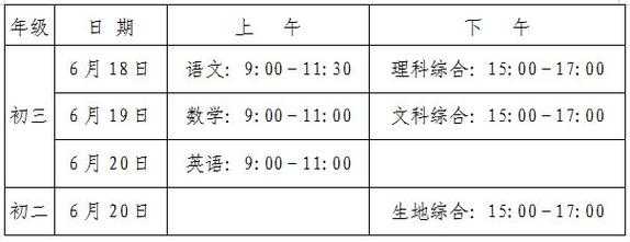 湖南省中考时间2023年时间表