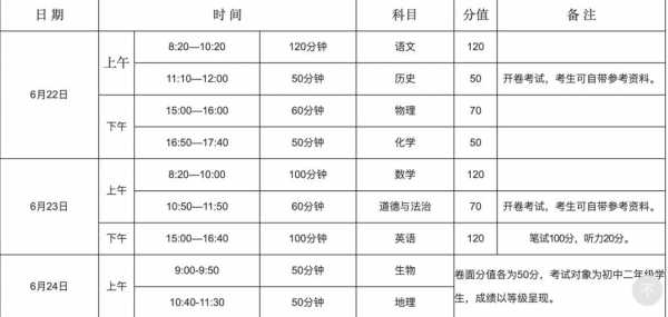 2021年中考时间