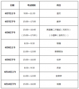 2021年天津高考时间